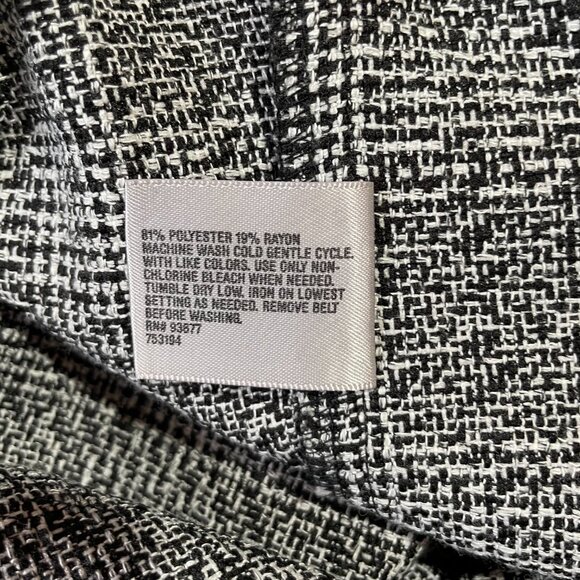 Worthington Wide Leg Plaid Tweed Trousers Black White Size 10 - Picture 11 of 11